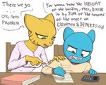 Rating: s
ID: 3263034
Date: 2022-04-06 05:07:57 -0400
Status: active
Score: 484
age_difference anthro blue_body blue_fur book calculator cartoon_network conditional_dnp dialogue domestic_cat duo english_text felid feline felis female fur gumball_watterson hi_res holding_object holding_pencil katia_managan khajiit male mammal math microsoft older_female pencil_(object) prequel_adventure studying text the_amazing_world_of_gumball the_elder_scrolls vaktus writing_utensil yellow_body yellow_fur young younger_male post #3263034