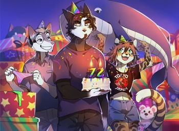 2018 5_fingers anthro black_hair brown_hair cake canine cat cheetah clothed clothing digital_media_(artwork) eyewear feline female food glasses green_eyes group hair hihikori male mammal purple_eyes smile
Rating: Safe
Score: 4
User: Millcore
Date: June 19, 2018 2018 5_fingers anthro black_hair brown_hair cake canine cat cheetah clothed clothing digital_media_(artwork) eyewear feline female food glasses green_eyes group hair hihikori male mammal purple_eyes smile
Rating: Safe
Score: 4
User: Millcore
Date: June 19, 2018
