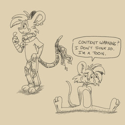 Rating: s
ID: 5570895
Date: 2025-05-14 00:36:28 -0400
Status: active
Score: 2
1:1 bell bell_collar black_and_yellow buckteeth clothed clothing collar dialogue english_text hi_res house_mouse mammal markings monochrome mouse murid murine nonbinary_(lore) nude nude_anthro null rodent sketch sketch_page smile smiling_at_viewer speech_bubble teeth text toony trevor-fox trevor-fox_(character) whisker_markings post #5570895