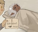 Rating: s
ID: 4810293
Date: 2024-05-27 09:22:44 -0400
Status: active
Score: 54
2024 black_body black_skin blonde_hair blue_eyes bodily_fluids delicious_in_dungeon drooling duo elf english_text gorarati hair half-closed_eyes hi_res holding_object holding_paper human humanoid humanoid_pointy_ears imminent_rape laios_touden looking_at_viewer male mammal narrowed_eyes paper pillow pointy_ears questionable_consent saliva serious sleeping text thistle_(delicious_in_dungeon) white_bed_covers written_consent young young_humanoid young_male post #4810293