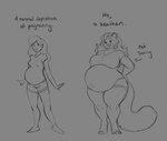 Rating: s
ID: 5526715
Date: 2025-04-24 08:12:51 -0400
Status: active
Score: 34
anthro belly big_belly bottomwear closed_smile clothed clothing duo english_text felid female front_view hotpants human mammal marzipan_(spottedtigress) monochrome mouth_closed navel_outline open_mouth open_smile pregnant pregnant_anthro pregnant_female pregnant_human shirt shorts simple_background sketch smile standing t-shirt text tiggybloom topwear post #5526715