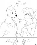 Rating: s
ID: 378633
Date: 2013-09-17 04:17:15 -0400
Status: active
Score: 378
accidentally_straight anthro black_and_white black_nose breasts canid canine canis clothing comic dialogue domestic_cat domestic_dog duo english_text eye_contact eyebrows felid feline felis female femboy fist gender_confusion hair head_scratch hi_res humor looking_at_another male mammal mistaken_identity monochrome muscular oops orientation_play pecs ponytail question_mark raised_eyebrow reveal shirt shocked signature simple_background sketch slypon surprise tank_top text tomboy topwear white_background post #378633