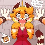 Rating: s
ID: 3878475
Date: 2023-02-17 12:30:37 -0500
Status: active
Score: 182
2023 absurd_res against_surface anthro blush bodily_fluids bottomwear bracelet breasts canid canine chest_tuft claws clothing collar curvy_figure dialogue digital_drawing_(artwork) digital_media_(artwork) duo english_text felid female female/female female_anthro flustered fox fur hair hi_res jasmin_(jasminthemanticore) jasminthemanticore jewelry kabedon licking licking_lips lisa_(jasminthemanticore) mammal markings open_mouth orange_body orange_fur orange_hair pantherine pants pinned red_clothing red_fox red_topwear scared solo speech_bubble spiked_bracelet spikes spiral spiral_eyes star_eyes striped_body striped_fur striped_markings striped_tail stripes sweat sweatdrop tail tail_markings talking_to_viewer teasing text tiger tongue tongue_out topwear true_fox tuft post #3878475