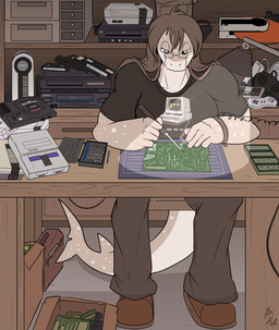 Rating: s
ID: 4468180
Date: 2023-12-12 13:32:21 -0500
Status: active
Score: 18
2021 anthro biped black_bottomwear black_clothing black_pants black_shirt black_topwear bottomwear brown_hair carpet_shark clothed clothing countershade_face countershade_tail countershade_torso countershading electronics eyewear fin fish footwear front_view fuf glasses green_body hair half-closed_eyes hi_res holding_object inside long_hair looking_at_object male marine multicolored_body narrowed_eyes pants shark shirt sitting soldering_iron solo tail tail_fin toby_(rileyrivers) tools topwear two_tone_body whale_shark white_body post #4468180