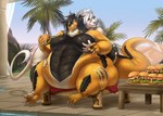 Rating: s
ID: 4805235
Date: 2024-05-24 21:39:42 -0400
Status: active
Score: 25
2022 2_horns anthro belly belly_overhang big_belly big_moobs biglovealicia black_body black_hair black_scales bloated blue_eyes blush burger chair detailed_background digitigrade dragon duo eating fangs feeding female food furniture hair hand_on_belly hand_on_moob hi_res horn huge_belly male moobs mythological_creature mythological_scalie mythology oasis obese on_chair overweight overweight_male palm_tree plant red_eyes scales scalie shaded signature sitting sitting_on_chair smile soft_shading stuffing table tail teeth thick_arms thick_tail thick_thighs tree white_hair wide_hips zula_(biglovealicia) post #4805235