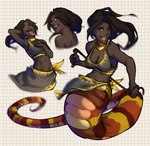 Rating: s
ID: 2746808
Date: 2021-05-20 00:45:24 -0400
Status: active
Score: 25
2019 apode belly black_body black_hair black_skin breasts brown_eyes cleavage clothed clothing crop_top digital_media_(artwork) draconcopode female forked_tongue hair humanoid ivana_golyera lamia legless long_hair multiple_poses navel pose red_body red_scales reilukah reptile sarong scales scalie serpentine shaded shirt sketch_page smile smirk snake solo split_form tongue tongue_out topwear whip yellow_body yellow_scales post #2746808