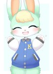 Rating: s
ID: 4536752
Date: 2024-01-15 05:40:46 -0500
Status: active
Score: 40
abstract_background ambiguous_gender animal_crossing anthro blonde_hair blush bottomless clothed clothing eyes_closed fluffy fur gesture green_body hair handpaw hi_res jacket kuzuyu lagomorph leporid letterman_jacket looking_at_viewer male_(lore) mammal multicolored_body multicolored_fur nintendo open_mouth open_smile pawpads paws rabbit sasha_(animal_crossing) smile solo topwear two_tone_body two_tone_fur waving waving_at_viewer post #4536752