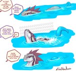 Rating: s
ID: 4913221
Date: 2024-07-11 18:06:27 -0400
Status: active
Score: 394
2024 absurd_res ambiguous_gender anthro bellowing biped blue_tail courtship dialogue english_text eyebrow_ridge facial_scar flirting green_body grey_body growling half-closed_eyes hi_res instinct lluisabadias looking_at_viewer male male_(lore) mating_ritual multicolored_body narrowed_eyes offscreen_character partially_submerged pupils question_mark raised_head red_body reptile ripples scales scalie scar sequence simple_background slit_pupils solo sound_effects speech_bubble splash splashing_water swimming tail text water wet white_background yellow_eyes yellow_sclera yu'hiss post #4913221