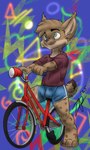 Rating: s
ID: 5582197
Date: 2025-05-18 19:35:36 -0400
Status: active
Score: 1
2025 3:5 4_toes 5_fingers abstract_background anthro bicycle blue_bottomwear blue_clothing blue_shorts bottomwear brown_body brown_fur bulge character_request clothed clothing feet felid feline fingers fluffy fluffy_tail fully_clothed fur green_eyes hi_res lynx male mammal red_clothing red_shirt red_t-shirt red_topwear shirt shorts signature smile solo t-shirt tail toes topwear vehicle zephyrpanthur post #5582197
