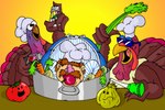 Rating: s
ID: 4430201
Date: 2023-11-22 13:07:12 -0500
Status: active
Score: 5
2009 apple apple_in_mouth apron avian bird brown_hair carrot chef_hat clothing cooking_pot cross-eyed digital_drawing_(artwork) digital_media_(artwork) eyebrows facial_hair food food_creature fruit galliform group hair hat headgear headwear hi_res male mightyfilm muppet muppets mustache onion open_mouth orange_background pattern_clothing pattern_shirt pattern_topwear phasianid plant salt salt_shaker shirt simple_background smile striped_clothing striped_shirt striped_topwear stripes the_swedish_chef thick_eyebrows tomato topwear turkey turkey_baster vegetable post #4430201