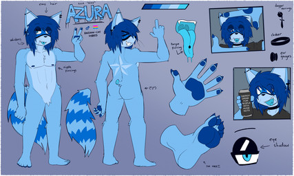 Rating: s
ID: 5673079
Date: 2025-06-28 10:10:14 -0400
Status: active
Score: 2
aimpunch alternative_fashion anthro azura_(aimpunch) blue_body blue_eyes blue_fur blue_hair blue_tail blue_tongue border choker domestic_cat ear_piercing ear_ring emo feet felid feline felis fur gesture hair hand_gesture hi_res hindpaw humanoid hybrid jewelry male mammal markings middle_finger model_sheet necklace pawpads paws piercing procyonid raccoon ring_piercing solo striped_markings striped_tail stripes tail tail_markings tongue tongue_piercing v_sign white_border post #5673079