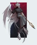 Rating: s
ID: 5658257
Date: 2025-06-21 14:23:21 -0400
Status: active
Score: 5
absurd_res anthro avian beak black_clothing black_topwear bottomwear clothed clothing feathered_wings feathers female female_anthro grey_beak grey_bottomwear grey_clothing grey_horn grey_pants hi_res horn marie_merkh mouth_closed multi_eye pants red_eyes solo topwear white_body white_feathers white_wings wings post #5658257