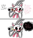 Rating: s
ID: 1119171
Date: 2017-01-26 08:57:43 -0500
Status: active
Score: 14
2015 2_heads animatronic anthro blush canid canine comic dialogue digital_media_(artwork) english_text evil_grin exposed_endoskeleton female five_nights_at_freddy's five_nights_at_freddy's_2 fox imminent_vore inkyfrog lipstick machine makeup mammal mangle_(broken) mangle_(fnaf) multi_head offscreen_character partially_colored red_lipstick robot scottgames sharp_teeth simple_background smile solo talking_to_another teeth text threatening_vore uhoh white_background post #1119171