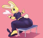 Rating: s
ID: 5563281
Date: 2025-05-10 21:16:21 -0400
Status: active
Score: 24
2025 5_fingers alternative_fashion anthro belt big_butt black_bottomwear black_bracelet black_clothing black_eyeshadow black_footwear black_pants black_shirt black_topwear bottomwear bracelet buckteeth butt cigarette clothing collar cuddles_(htf) english_text eyeshadow fawxythings femboy fingers footwear fur furniture gesture goth half-closed_eyes hand_gesture happy_tree_friends head_tuft hi_res holding_cigarette holding_object jewelry lagomorph leporid long_ears looking_back makeup male mammal middle_finger narrowed_eyes pants pink_background pink_cheeks rabbit rabbit_ears rear_view shirt shoes simple_background sitting_on_stool slippers small_tail smoking solo spiked_collar spikes stool tail teeth text thick_thighs topwear tuft yellow_body yellow_fur post #5563281