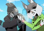 Rating: s
ID: 3267117
Date: 2022-04-08 14:10:11 -0400
Status: active
Score: 116
2022 anthro ape black_eyes clothed clothing crossover duo el-k empty_eyes facial_piercing felid feline female fully_clothed gorilla haplorhine hi_res hoodie illumination_entertainment jacket johnny_(sing) jojo's_bizarre_adventure lynx male mammal meme nooshy_(sing) nose_piercing nose_ring parody piercing primate ring_piercing septum_piercing sing_(movie) topwear torture_dance post #3267117