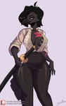 Rating: s
ID: 4660634
Date: 2024-03-16 00:43:32 -0400
Status: active
Score: 93
2024 anthro avian barong_(clothing) beak bird black_body black_feathers black_hair bottomwear breasts cleavage clothed clothing corvid corvus_(genus) eyebrows eyelashes feathers female front_view hair hi_res katana lyorenth-the-dragon melee_weapon monarch_(legendarydragon) oscine pants passerine raven simple_background solo standing sword tail tail_feathers tattoo thick_thighs weapon wide_hips post #4660634