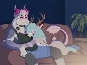 Rating: s
ID: 5750431
Date: 2025-08-02 00:40:54 -0400
Status: active
Score: 8
3_eyes american_opossum anthro antlers blue_hair blush bovid butt caprine cuddling darkolynx deer detailed_background digital_media_(artwork) duo eyewear felid from_behind_position fur furniture glasses goat grey_body grey_fur hair heart_symbol hearts_around_text hi_res hooves horn long_tail male male/male mammal marsupial multi_eye new_world_deer nude open_mouth open_smile piercing pink_eyes pink_hair plant romantic romantic_couple sartikk sex smile sofa tail teeth valkoinen_2.0_(character) wearing_glasses white-tailed_deer white_body white_fur post #5750431