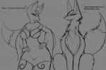 Rating: s
ID: 1869920
Date: 2019-05-11 11:17:57 -0400
Status: active
Score: 38
2018 3:2 ambiguous_gender anthro asaneman biped black_and_grey breasts canid canine chest_tuft clothed clothing dialogue digital_media_(artwork) dipstick_tail duo eko english_text eye_contact eyebrows female feral fox front_view fully_clothed fur grey_background grin half-closed_eyes hand_on_hip hi_res kea_(asaneman) line_art looking_at_another male_(lore) mammal markings monochrome multicolored_tail narrowed_eyes nude quadruped simple_background sitting sketch smile speech_bubble standing tail tail_markings text tuft post #1869920