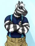 Rating: s
ID: 1070523
Date: 2016-12-06 17:35:32 -0500
Status: active
Score: 25
anthro beard bill_(hladilnik) colored crossed_arms equid equine facial_hair firefighter frown hair hi_res hladilnik male mammal mature_anthro mature_male solo white_hair zebra post #1070523