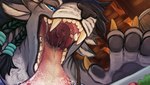 Rating: s
ID: 4340616
Date: 2023-10-08 15:21:25 -0400
Status: active
Score: 47
16:9 4_ears acidic anthro bodily_fluids charr clothed clothing drooling felid female fur glistening glistening_eyes grey_body grey_fur grey_pawpads guild_wars inside looking_at_viewer mammal mouth_shot multi_ear narrowed_eyes open_mouth pawpads red_tongue saliva saliva_on_tongue saliva_string solo tongue tongue_out uvula widescreen post #4340616
