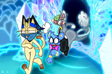 ambiguous_gender blue_eyes blue_fur bow_tie clothing feline feral fur glameow grey_fur hat kick male mammal meowth neckerchief nintendo open_mouth pokémon pokémon_(species) pokémon_mystery_dungeon puffdraws purcy shinx smile tongue video_games
Rating: Safe
Score: 0
User: AlkanetSoup
Date: May 25, 2018 ambiguous_gender blue_eyes blue_fur bow_tie clothing feline feral fur glameow grey_fur hat kick male mammal meowth neckerchief nintendo open_mouth pokémon pokémon_(species) pokémon_mystery_dungeon puffdraws purcy shinx smile tongue video_games
Rating: Safe
Score: 0
User: AlkanetSoup
Date: May 25, 2018