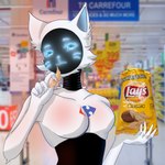 Rating: s
ID: 3641432
Date: 2022-10-21 17:21:24 -0400
Status: active
Score: 29
1:1 2022 5_fingers anthro anthrofied bellabot black_body blurred_background blush body_blush breast_blush breasts carrefour cheek_tuft chips_(food) detailed_background digital_media_(artwork) domestic_cat facial_tuft featureless_breasts felid feline felis female fingers food front_view fur hi_res humanoid_hands karpica kerfus lay's logo looking_at_viewer machine mammal mixed_media photo_background photography_(artwork) pudu_robotics robot screen screen_face solo tuft white_body white_fur post #3641432