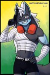Rating: s
ID: 5581385
Date: 2025-05-18 13:50:47 -0400
Status: pending
Score: 0
anu_k-9 bandage bear213 black_body black_fur blue_body blue_fur fur generation_4_pokemon grey_eyes gun hair half-length_portrait hi_res lucario male nintendo one_eye_closed pokemon pokemon_(species) portrait ranged_weapon shirtless trading_card_game weapon white_hair wink post #5581385