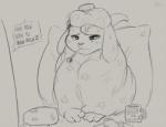 Rating: s
ID: 747354
Date: 2015-10-13 16:25:37 -0400
Status: active
Score: 101
2015 anthro asriel_dreemurr blush boss_monster_(undertale) bovid caprine clothed clothing container cup dessert electronics english_text food fur goat hair heart_eyes heart_symbol horn ill long_ears male mammal monochrome pastry pie sketch solo television text undertale undertale_(series) white_body white_fur young young_male zonkpunch post #747354