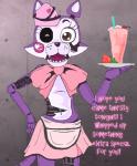 Rating: s
ID: 855266
Date: 2016-03-23 18:29:12 -0400
Status: active
Score: 29
1_eye animatronic anthro beverage bottomwear bow_(feature) bow_tie clothing damaged dialogue domestic_cat english_text fazbear_fanverse felid feline felis female five_nights_at_candy's five_nights_at_candy's_2 flower ghost_(artist) hat headgear headwear machine mammal milkshake plant robot simple_background skirt solo talking_to_viewer text waiter withered_cindy_(fnac) post #855266