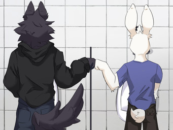 Rating: s
ID: 5762800
Date: 2025-08-07 14:24:01 -0400
Status: active
Score: 34
4:3 absurd_res anthro bathroom black_body black_fur canid canid_demon canine canis clothing demon duo fist_bump fur gesture hellhound hi_res i_think_i_like_you lagomorph leon_(i_think_i_like_you) leporid lumii male male/male mammal mythological_canine mythological_creature mythology public_restroom rabbit sky_(i_think_i_like_you) urinal white_body white_fur wolf post #5762800