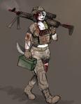 Rating: s
ID: 1821776
Date: 2019-03-19 11:45:55 -0400
Status: active
Score: 200
2019 afterimage anthro armor army bandage bandolier blood bodily_fluids bottomwear breasts bullet bulletproof_vest canid canine canis clothed clothing digital_media_(artwork) female fur gun headgear helmet hi_res hladilnik holding_gun holding_object holding_ranged_weapon holding_weapon humanoid_hands m240 machine_gun mammal midriff military military_uniform motion_blur motion_lines navel open_mouth pants plate_carrier ranged_weapon samantha_thott shirt simple_background smile smoking_gun solo surgical_suture tail tail_motion tailwag topwear uniform weapon wounded post #1821776