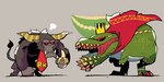 Rating: s
ID: 3056581
Date: 2021-12-04 01:03:59 -0500
Status: active
Score: 47
2:1 absurd_res ambiguous_gender banana black_sclera brown_background brown_body brown_skin brute_wyvern capcom cape claws clothing crown deviljho donkey_kong_(series) duo feral food fruit fur green_body green_skin green_tongue grey_body grey_fur headgear hi_res holding_banana holding_food holding_object horn leaning leaning_forward mammal monster_hunter necktie nintendo open_mouth plant primate primatius rajang rariatoo red_claws red_eyes shadow signature simple_background tail tail_tuft teeth text_on_necktie tongue tuft yellow_eyes yellow_horn post #3056581