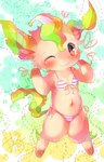 Rating: s
ID: 5625232
Date: 2025-06-06 19:52:49 -0400
Status: active
Score: 24
3_toes abstract_background anthro bikini biped blush breasts brown_body brown_fur brown_markings clothed clothing d685ab7f digital_drawing_(artwork) digital_media_(artwork) digitigrade eeveelution facial_tuft feet female fully_clothed fur generation_4_pokemon gloves_(marking) green_ears green_tail heart_symbol leafeon leg_markings looking_at_viewer markings navel nintendo one_eye_closed orange_eyes pattern_bikini pattern_clothing pattern_swimwear pawpads paws pink_bikini pink_clothing pink_inner_ear pink_swimwear pokemon pokemon_(species) raised_hands semi-anthro signature small_breasts smile socks_(marking) solo striped_bikini striped_clothing striped_swimwear stripes swimwear tail tan_body tan_fur toes tuft two-piece_swimsuit two_tone_bikini unavailable_at_source white_bikini white_clothing white_swimwear young post #5625232