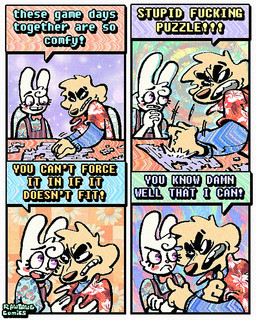 Rating: s
ID: 5715414
Date: 2025-07-17 17:55:13 -0400
Status: active
Score: 13
4:5 aloha_shirt angry anthro bingus_(rawdawgcomics) bird_dog bow_tie canid canine canis cheek_spots cheek_tuft clothing comic dialogue domestic_dog duo english_text facial_tuft floppy_ears fur golden_retriever half-closed_eyes hi_res hunting_dog lagomorph leporid male mammal narrowed_eyes open_mouth open_smile overalls pattern_clothing pattern_shirt pattern_topwear rabbit rawdawgcomics retriever shirt smile speech_bubble stahli_(rawdawgcomics) teeth text tooth_gap topwear tuft white_body white_fur yellow_body yellow_fur post #5715414