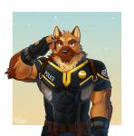 Rating: s
ID: 1296559
Date: 2017-08-07 03:28:21 -0400
Status: active
Score: 37
2015 anthro arm_tuft belt biceps big_muscles black_nose brown_body brown_eyes brown_fur canid canine canis chest_tuft claws clothed clothing countershading domestic_dog elbow_tuft fingerless_gloves fully_clothed fur german_shepherd gesture gloves handwear herding_dog hi_res looking_at_viewer male mammal muscular muscular_anthro muscular_male neck_tuft officer_benson pastoral_dog pecs police salute solo takemoto_arashi triceps tuft uniform utility_belt post #1296559