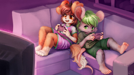 Rating: s
ID: 5652863
Date: 2025-06-19 05:55:59 -0400
Status: active
Score: 15
16:9 anthro barefoot bottomwear brown_body brown_eyes brown_hair canid canine canis child claws clothing controller detailed_background domestic_dog duo electronics feet female finger_claws full-length_portrait furniture game_controller green_bottomwear green_clothing green_eyes green_hair green_shirt green_shorts green_topwear grey_body hair holding_controller holding_game_controller holding_object inside male mammal medium_hair multicolored_body murid murine on_sofa pink_bottomwear pink_clothing pink_shirt pink_shorts pink_topwear portrait rat rat_tail rodent sheepy328 shirt shorts sitting sofa tail television toe_claws topwear two_tone_body white_body widescreen young young_anthro young_female young_male post #5652863