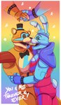 Rating: s
ID: 4830023
Date: 2024-06-05 01:56:33 -0400
Status: active
Score: 81
2024 4_fingers absurd_res animatronic anthro bear biped black_bow_tie black_nose blue_body blue_fur blue_hair blue_tail bodysuit border bow_tie clothing duo english_text exclamation_point eyes_closed featureless_crotch fingers five_nights_at_freddy's five_nights_at_freddy's:_security_breach fur glamrock_bonnie_(fnaf) glamrock_freddy hair hand_holding happy hat headgear headwear heart_symbol hi_res holding_another hug lagomorph leporid long_ears machine makeup male male/male mammal nude open_mouth orange_body rabbit rainbow_background red_bodysuit red_clothing red_skinsuit robot scottgames short_tail side_view simple_background skinsuit standing star steel_wool_studios tail teastuff teeth text tight_clothing top_hat white_border post #4830023