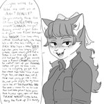 Rating: s
ID: 5022163
Date: 2024-08-31 18:56:05 -0400
Status: active
Score: 16
1:1 accessory anthro bangs bow_(feature) bow_ribbon breasts clothing collared_shirt digital_drawing_(artwork) digital_media_(artwork) domestic_cat dress_shirt ellipsis english_text eyelashes facial_tuft fangs felid feline felis female financial_domination greyscale hair hair_accessory hair_bow hair_ribbon hi_res insult insulting_viewer long_hair looking_at_viewer mammal monochrome mutedlavender number open_mouth profanity question_mark ribbons robin_(mutedlavender) shirt shirt_pocket simple_background smile snout solo speech_bubble talking_to_viewer teeth text text_emphasis topwear triangular_ears tuft underlined_text white_background post #5022163