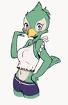 Rating: s
ID: 3900816
Date: 2023-02-28 15:21:06 -0500
Status: active
Score: 54
anthro avian beak bird bird_body_(nintendo_switch_sports) birdgummies blush bottomwear breasts clothed clothing eyelashes female green_body looking_at_viewer midriff multicolored_body nintendo nintendo_sports nintendo_switch_sports parrot purple_eyes shorts simple_background solo topwear two_tone_body white_background post #3900816