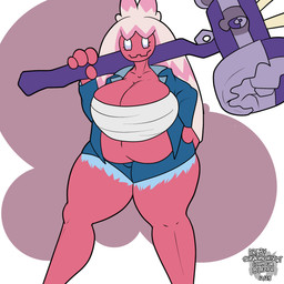 Rating: s
ID: 5750213
Date: 2025-08-01 22:49:04 -0400
Status: pending
Score: 6
1:1 2023 4_fingers anthro artist_name bangs belly_overhang big_breasts blue_bottomwear blue_clothing blue_eyes blue_shorts blue_suit bottomwear breasts cleavage clothed clothing collarbone crop_top dated digital_drawing_(artwork) digital_media_(artwork) english_description eyelashes fan_character female female_anthro fingers flat_colors generation_9_pokemon hair hammer hand_on_hip hand_on_own_hip hi_res holding_hammer holding_object holding_tool long_hair mouth_closed multicolored_hair nintendo no_pupils open_suit overweight overweight_anthro overweight_female pink_body pink_skin pokemon pokemon_(species) portrait right-handed sergalsmilchistgut shirt shorts simple_background solo standing suit text thick_thighs three-quarter_portrait tina_tinkaton tinkaton tools topwear two_tone_hair white_clothing white_crop_top white_hair white_topwear post #5750213