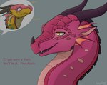 Rating: s
ID: 5575840
Date: 2025-05-16 02:46:22 -0400
Status: active
Score: 28
2024 apollyondragon dialogue digital_media_(artwork) dragon duo english_text feral half-length_portrait horn humor jambu_(wof) joke laugh male mythological_creature mythological_scalie mythology offscreen_character pineapple_(wof) portrait scalie signature text wings_of_fire post #5575840