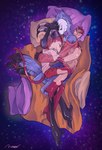 Rating: s
ID: 5595088
Date: 2025-05-24 14:21:03 -0400
Status: active
Score: 7
anthro anthro_on_anthro avian back_spikes beak bed bedding bird black_beak black_body black_feathers blanket blitzo_(helluva_boss) blue_background blue_body blue_feathers burn_scar chest_tuft claws cuddling demon duo eyes_closed facial_scar feathers feet furniture goetia helluva_boss hi_res horn hug humanoid imp lying male male/male moeggy on_bed on_side owl owl_demon pillow purple_background red_body scar scars_all_over simple_background slim smile spade_tail sparkling_background spikes spikes_(anatomy) stolas_(helluva_boss) striped_horn stripes tail tail_feathers talons toes tuft white_body white_skin post #5595088