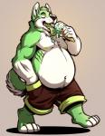 Rating: s
ID: 1981320
Date: 2019-09-02 21:32:02 -0400
Status: active
Score: 16
anthro belly bottomwear canid canine canis clothed clothing dessert domestic_dog food fur green_body green_fur hi_res husky ice_cream male mammal neodokuro nipples nordic_sled_dog pants simple_background solo spitz teeth tongue topless post #1981320