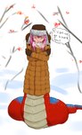 Rating: s
ID: 5524200
Date: 2025-04-23 00:03:14 -0400
Status: active
Score: 4
apode blue_body blue_scales breath clothing detailed_background dialogue digital_media_(artwork) draconcopode eyes_closed female gloves hair handwear lamia legless mountain_ash notrip outside pink_hair red_body red_scales reptile scales scalie serpentine shaking shivering snake snow solo speech_bubble split_form winter_clothing winter_coat winter_hat post #5524200