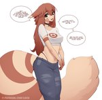 Rating: s
ID: 4712247
Date: 2024-04-10 11:20:13 -0400
Status: active
Score: 116
2024 absurd_res bottomwear breasts brown_eyes brown_hair clothing collar english_text female fluffy fluffy_tail friend_ball furret generation_2_pokemon hair hi_res humanoid linked_speech_bubble luxurias medium_breasts navel nintendo open_mouth pants pokeball pokeball_collar pokemon pokemon_(species) pokemon_humanoid shirt simple_background solo speech_bubble tail text topwear white_background white_clothing white_shirt white_topwear post #4712247