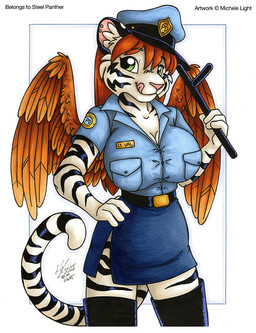 Rating: s
ID: 5676793
Date: 2025-06-30 00:44:07 -0400
Status: active
Score: 8
anthro belt big_breasts billy_club bottomwear breasts button_(fastener) cleavage clothed clothing feathered_wings feathers felid female female_anthro fur green_eyes hat headgear headwear legwear licking licking_lips licking_own_lips looking_at_viewer mammal markings michele_light pantherine pink_nose police police_uniform skirt solo straining_buttons striped_body striped_fur striped_markings striped_tail stripes tail tail_markings thigh_highs tiger tongue tongue_out traditional_media_(artwork) uniform white_body white_fur wings post #5676793