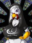 Rating: s
ID: 1612236
Date: 2018-07-29 17:02:20 -0400
Status: active
Score: 41
2018 anthro avian beak big_breasts bird bottomless breasts chicken clothed clothing conditional_dnp digital_media_(artwork) english_text female galliform gallus_(genus) hand_on_hip hi_res huge_breasts looking_at_viewer marylin_(suirano) navel non-mammal_breasts nun phasianid solo suirano text post #1612236