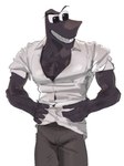 Rating: s
ID: 4060141
Date: 2023-05-18 23:24:14 -0400
Status: active
Score: 49
alphabet_(mike_salcedo) animate_inanimate arm_hair body_hair bottomwear chest_hair clothed clothing collared_shirt dress_shirt f_(mike_salcedo) fully_clothed hands_on_hips hi_res humanoid kogito male muscular muscular_male pants sharp_teeth shirt snout solo teeth tight_clothing topwear post #4060141