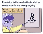 Rating: s
ID: 5022474
Date: 2024-08-31 22:23:09 -0400
Status: active
Score: 86
2024 absurd_res anon_(snoot_game) anthro bald cavemanon_studios chart clothed clothing def_not_sketch duo english_text eye_chart eye_exam facial_horn female freckled_face freckles goodbye_volcano_high hair hi_res hoodie horn human human_fetish humor male mammal meme purple_body purple_eyes purple_hair snoot_game text topwear trish_(gvh) post #5022474