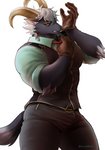 Rating: s
ID: 2401500
Date: 2020-09-07 14:59:54 -0400
Status: active
Score: 21
5_fingers anthro arm_tuft black_body black_bottomwear black_clothing black_fur black_pants bodily_fluids bottomwear bovid brown_clothing brown_gloves brown_handwear caprine chinchilla3333 clothed clothing collared_shirt dress_shirt elbow_tuft fingers fur fur_tuft gloves goat green_clothing green_eyes green_shirt green_topwear hair handwear hi_res horn lifewonders male mammal necktie pants shirt simple_background solo sweat sweatdrop tanngrisnir_(tas) tokyo_afterschool_summoners topwear tuft vest white_background white_hair post #2401500